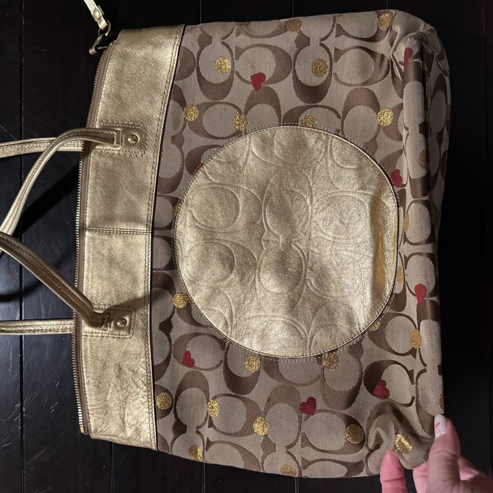 Coach Like New Gold and Brown Designer Tote Bag